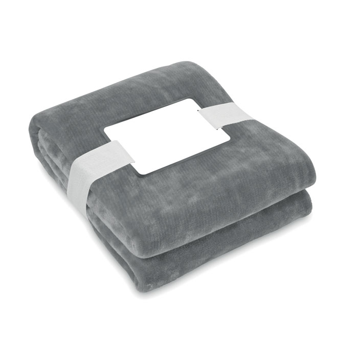 Plaid polaire en rPET publicitaire 120x150cm LOGAN Gris foncé